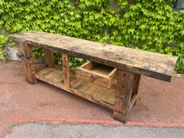 Établi ancien en hêtre