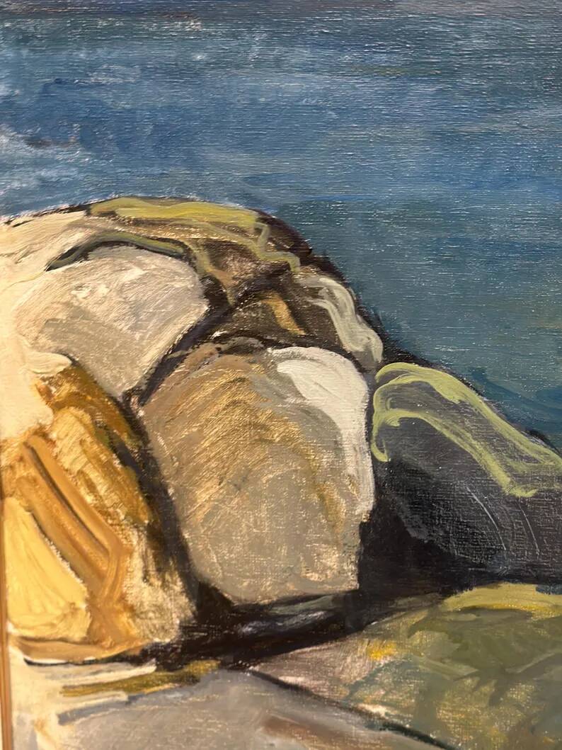 Large Original Swedish Oil on Canvas – “Storm Clouds Bohuslän” by Stig Delang – Signed – Vintage & Framed