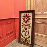 Large wool flower tapestry canvas 1970