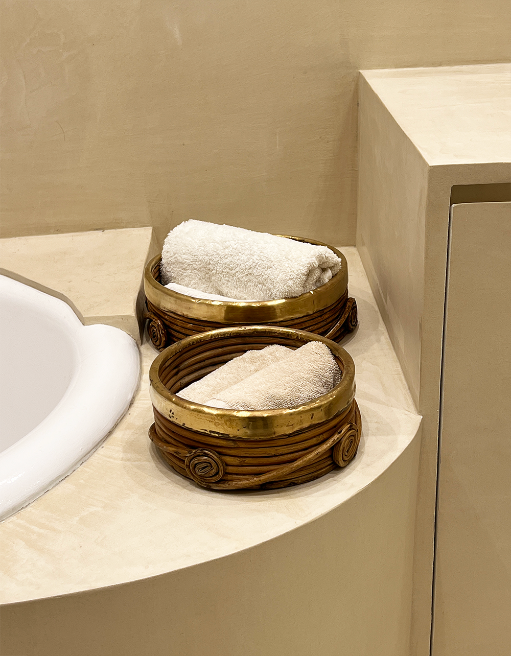 Bamboo and brass basket