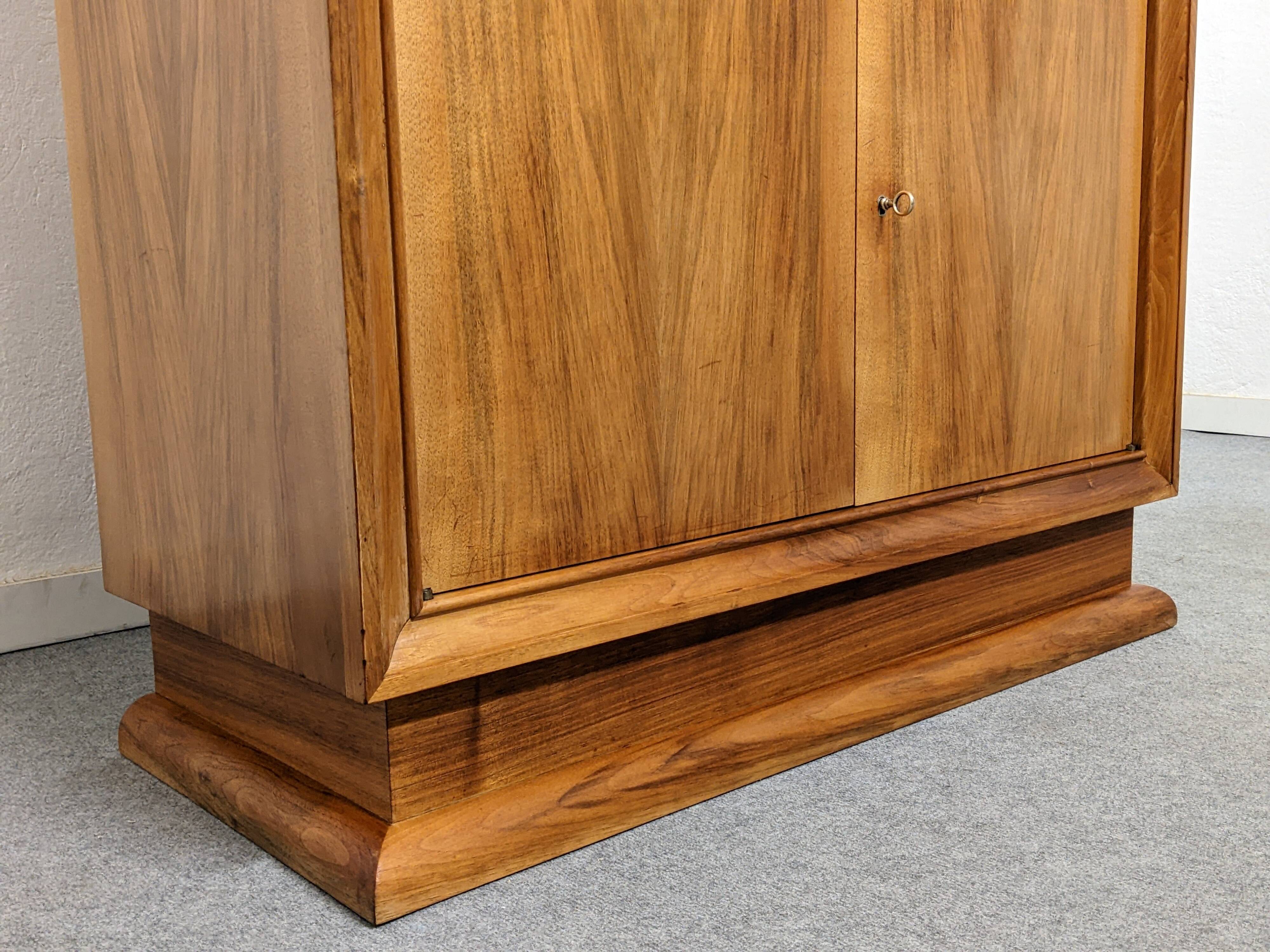 Art Deco style walnut display cabinet, France circa 1950