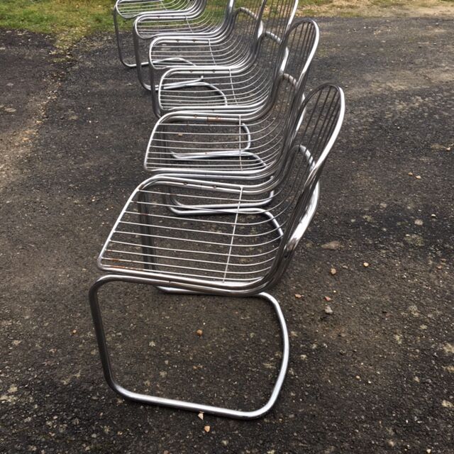 Lot of 6 wired chairs 70 Gastone Rinaldi