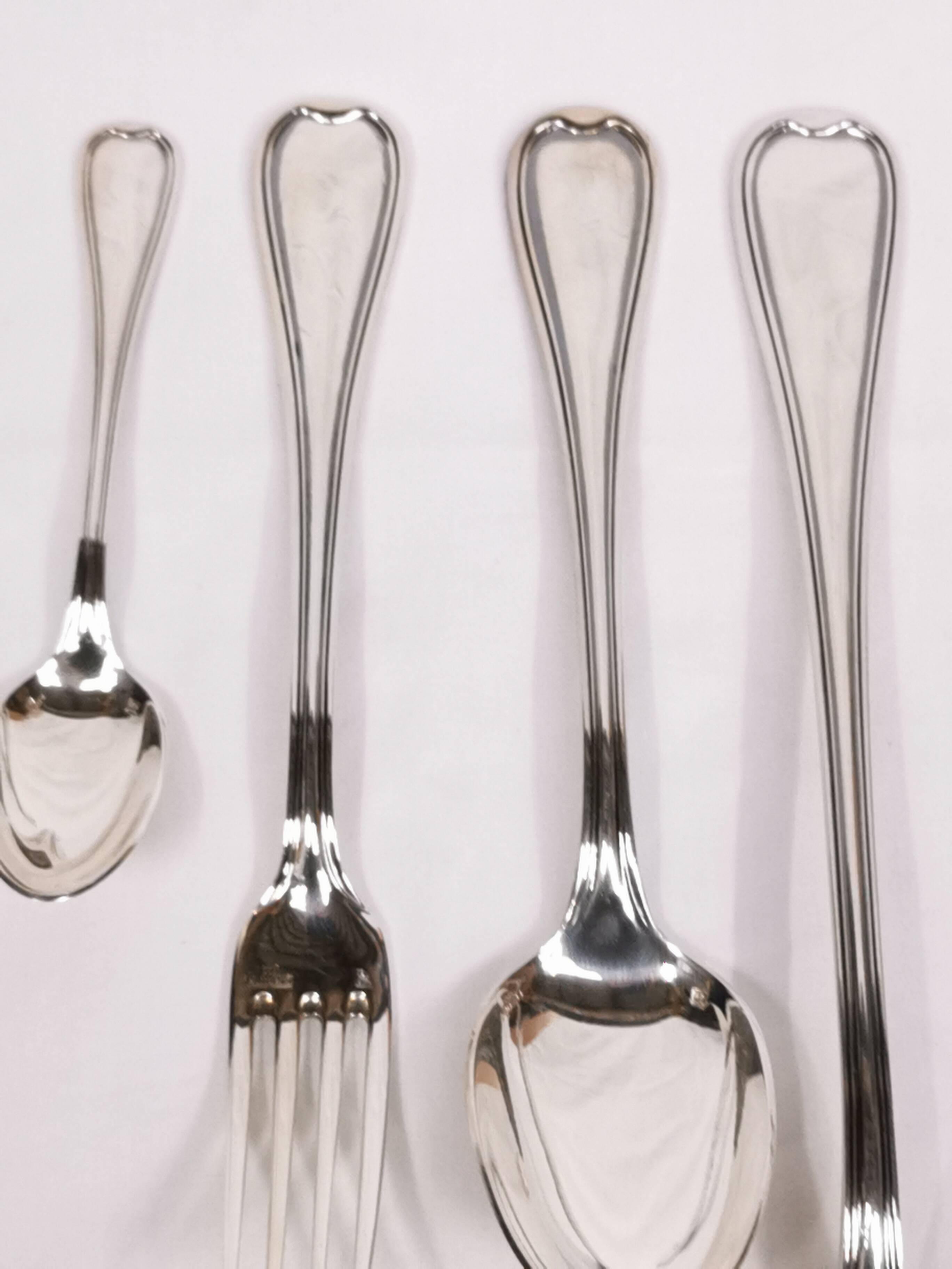 Ercuis 100 37-piece cutlery set, silver metal