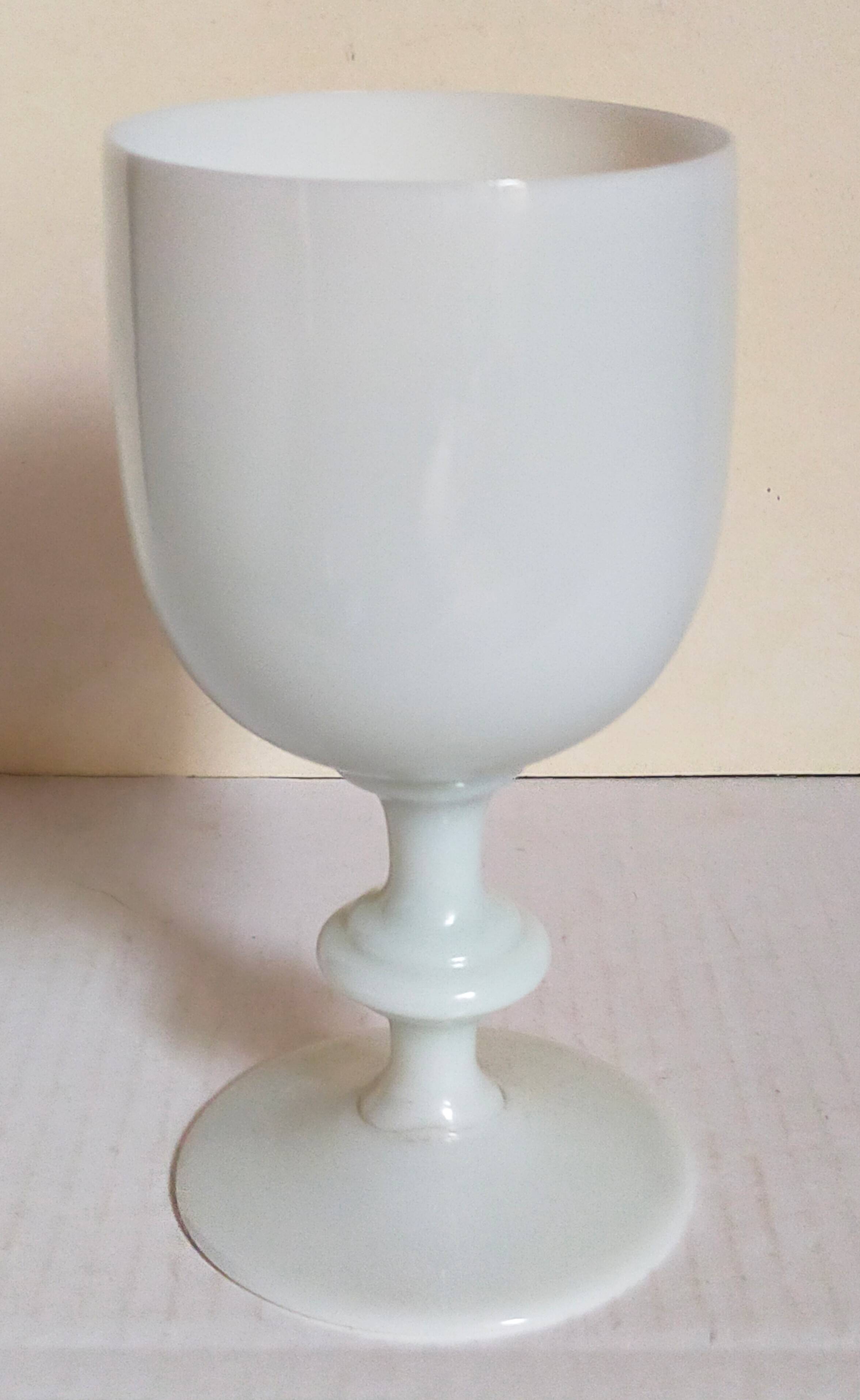 Vintage white opaline vase-cup 16.5 cm