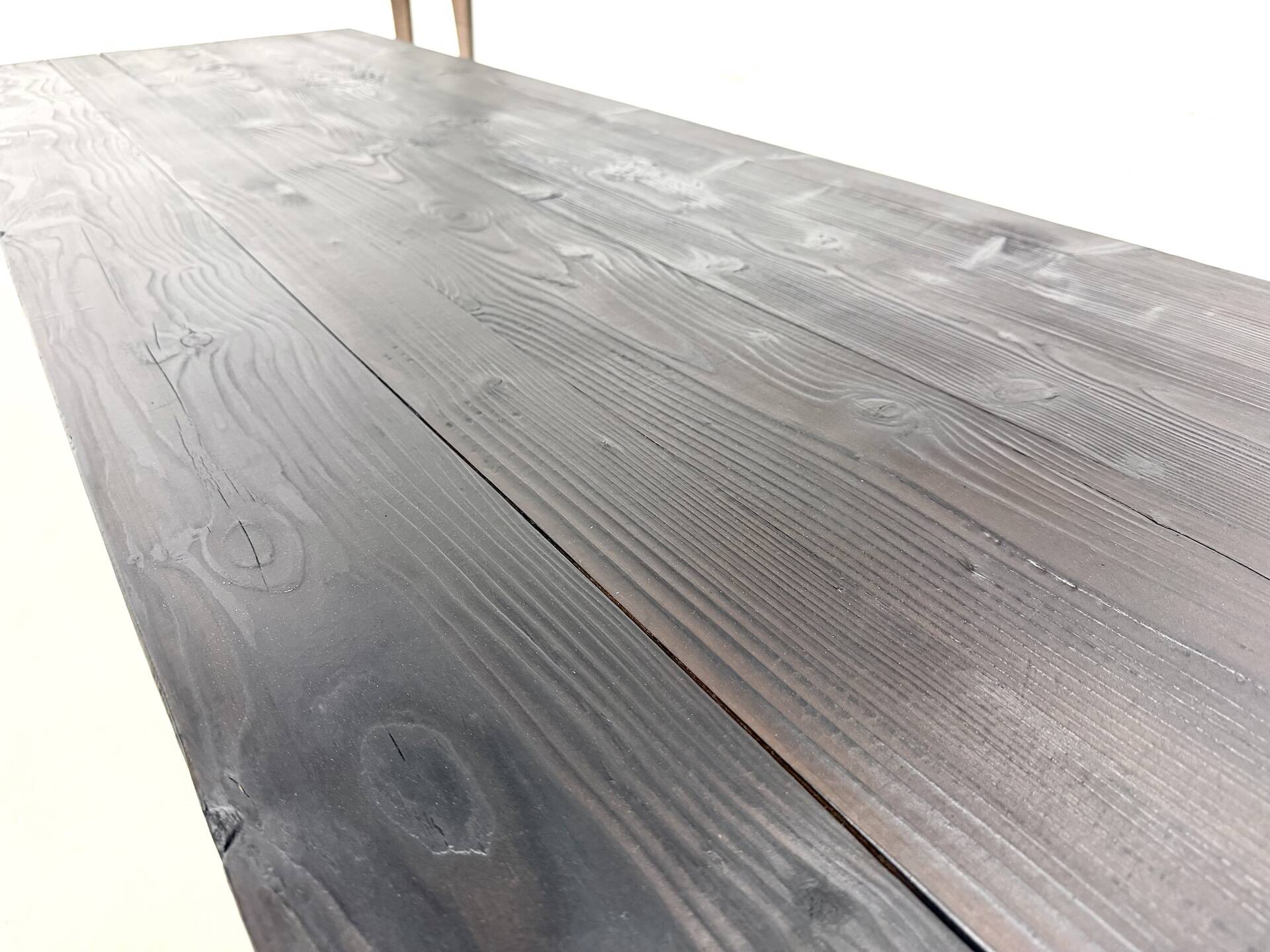 Large 1950s Farm Table in Burnt Wood (Shou Sugi Ban) – L245 cm