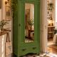Renovated Art Deco Parisian wardrobe in khaki with original mirror.