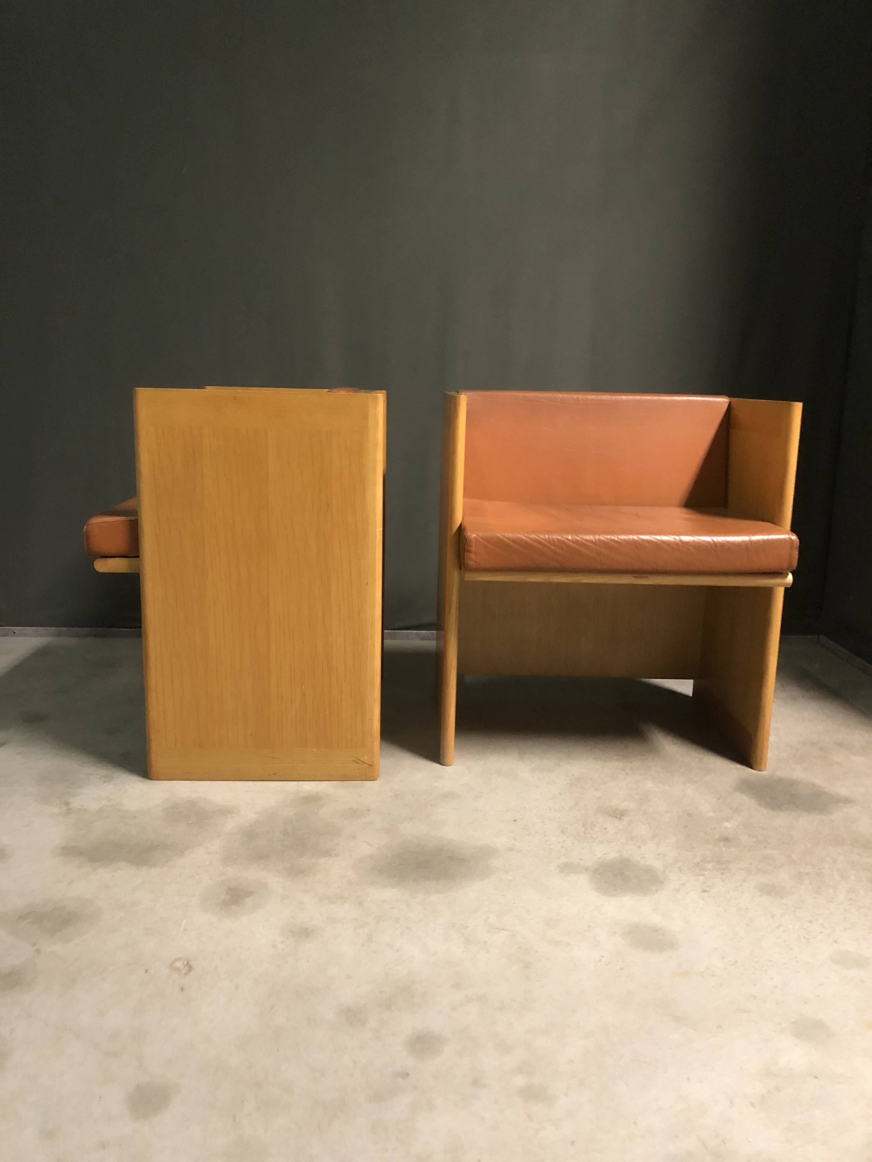 Pair of 1980's italian cubic armchairs