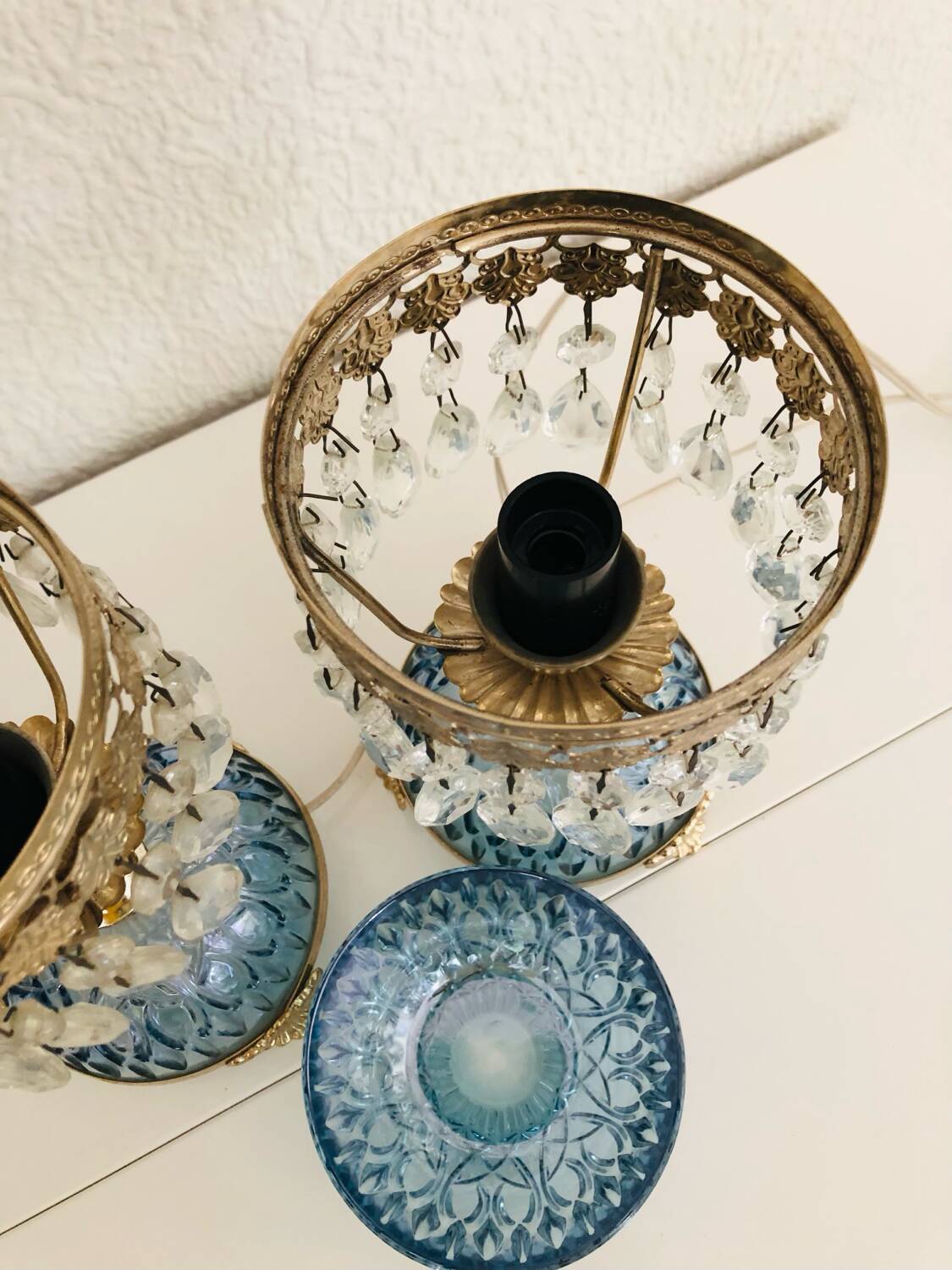 Paire de lampes en verre style Hollywood Regency, circa 1960