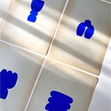 9 original gouache painting on vintage paper, A4