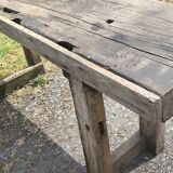 Old small 160 cm carpenter's workbench in solid oak