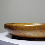 Teak or acacia wooden bowl, vintage craftsmanship from the 70s to 2000s.