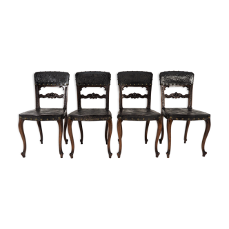 Lot de 4 chaises rococo, 1880
