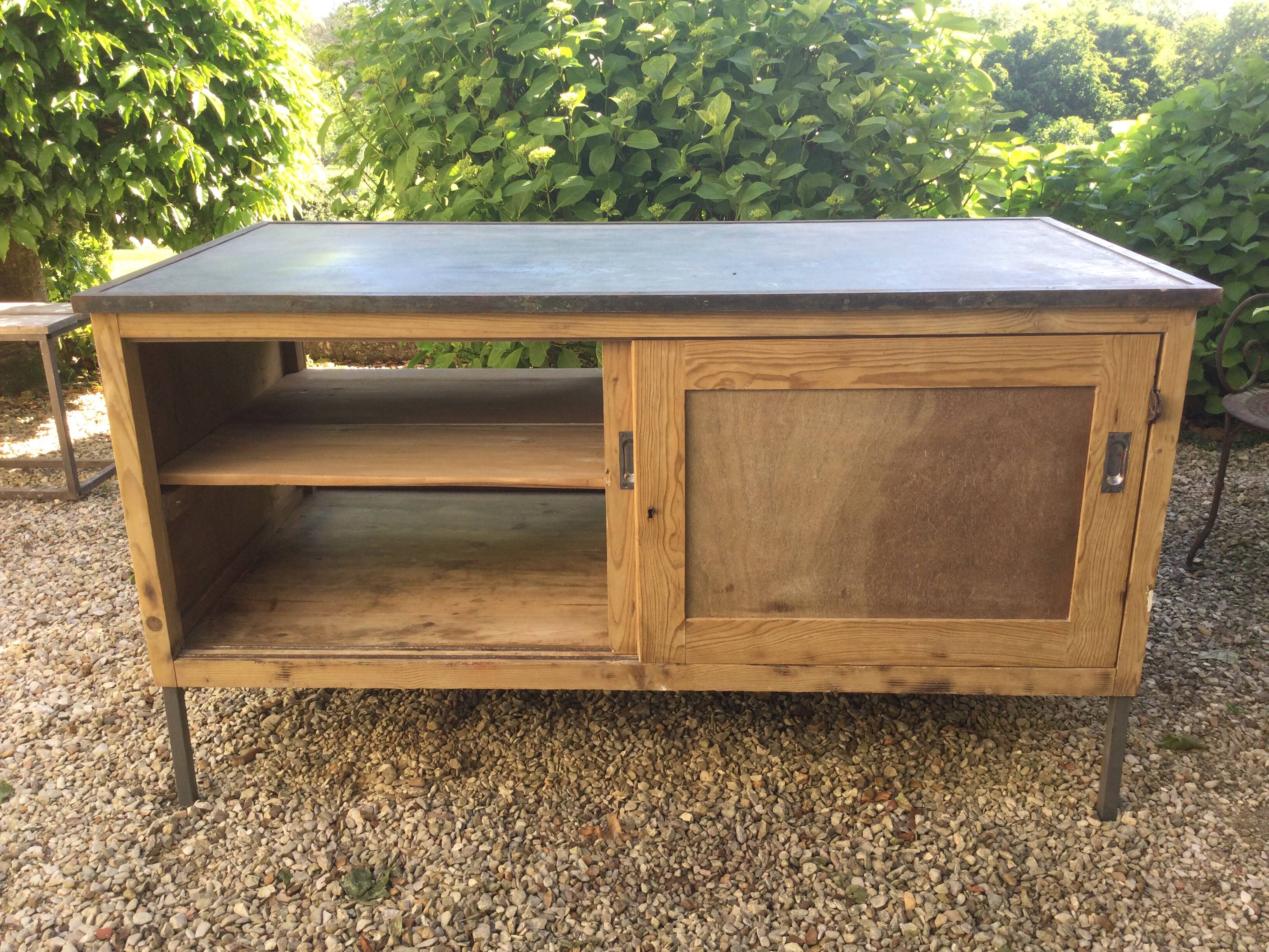 Antique workshop cabinet with sliding doors