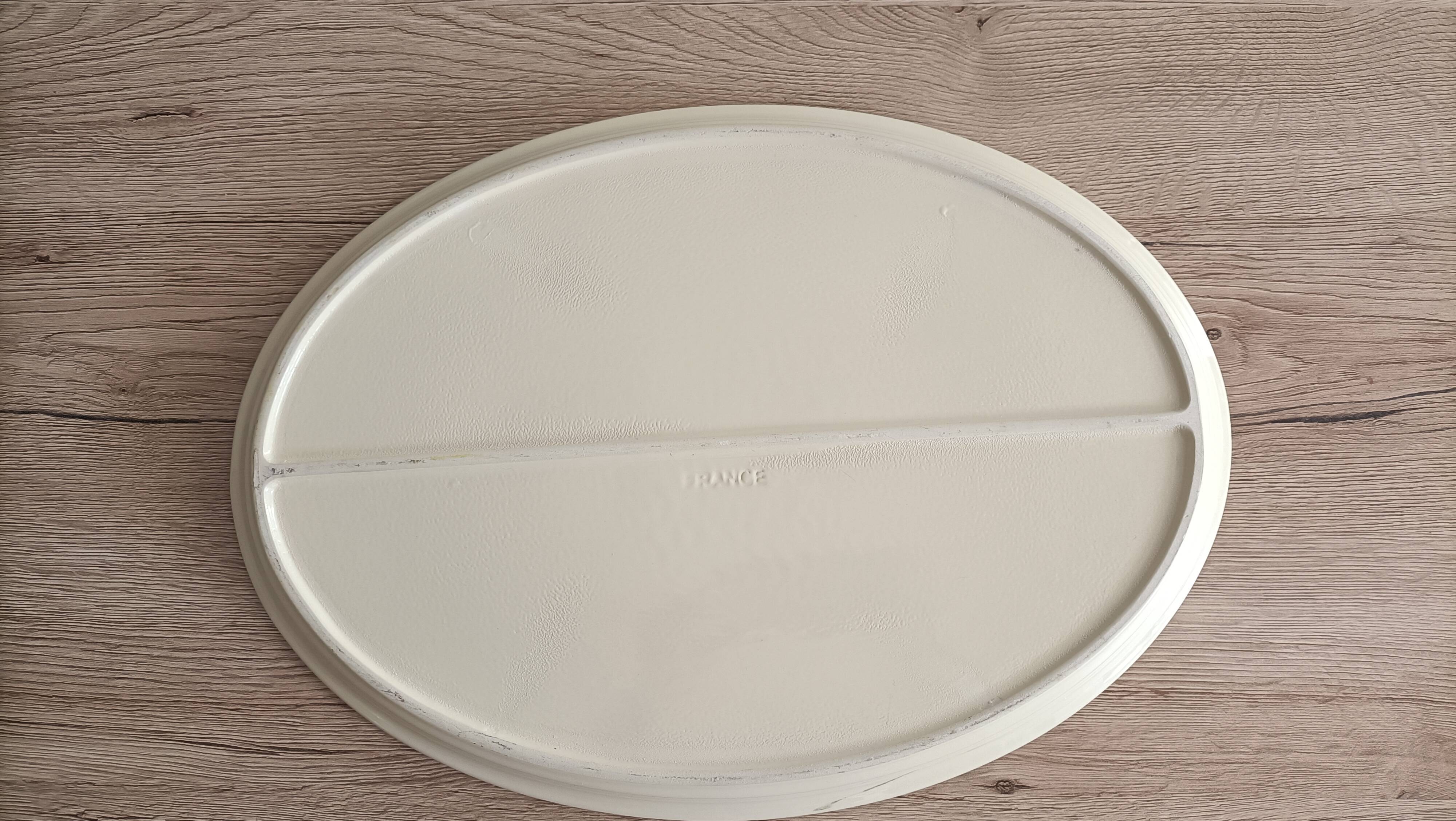 Plat de service ovale rétro décor panier de cerises