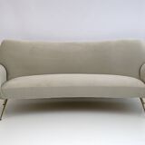 Gigi Radice Mid-Century Modern Italian Velvet Curved Sofa for Minotti, 1950