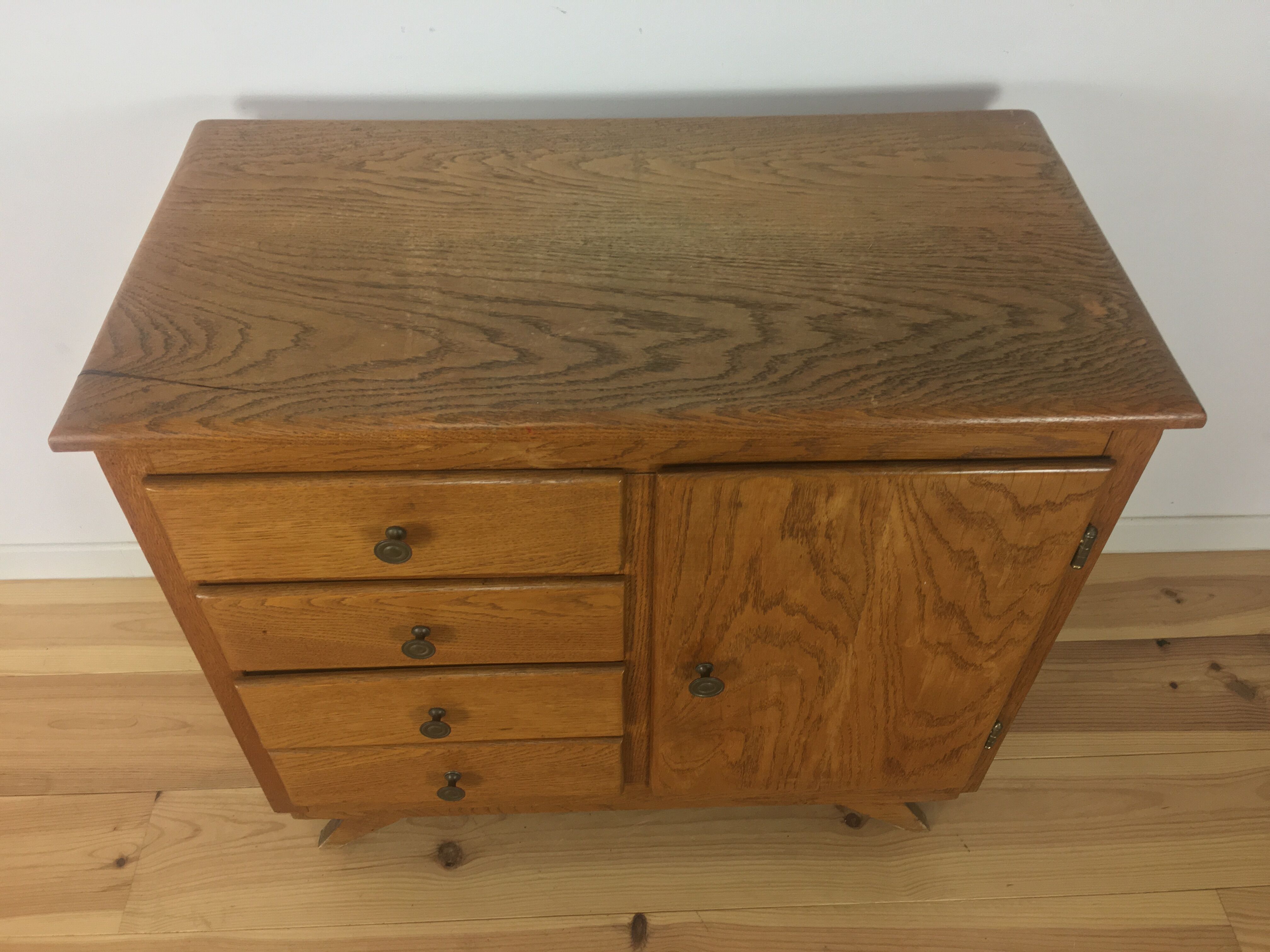 Dresser solid oak compass feet, 50s