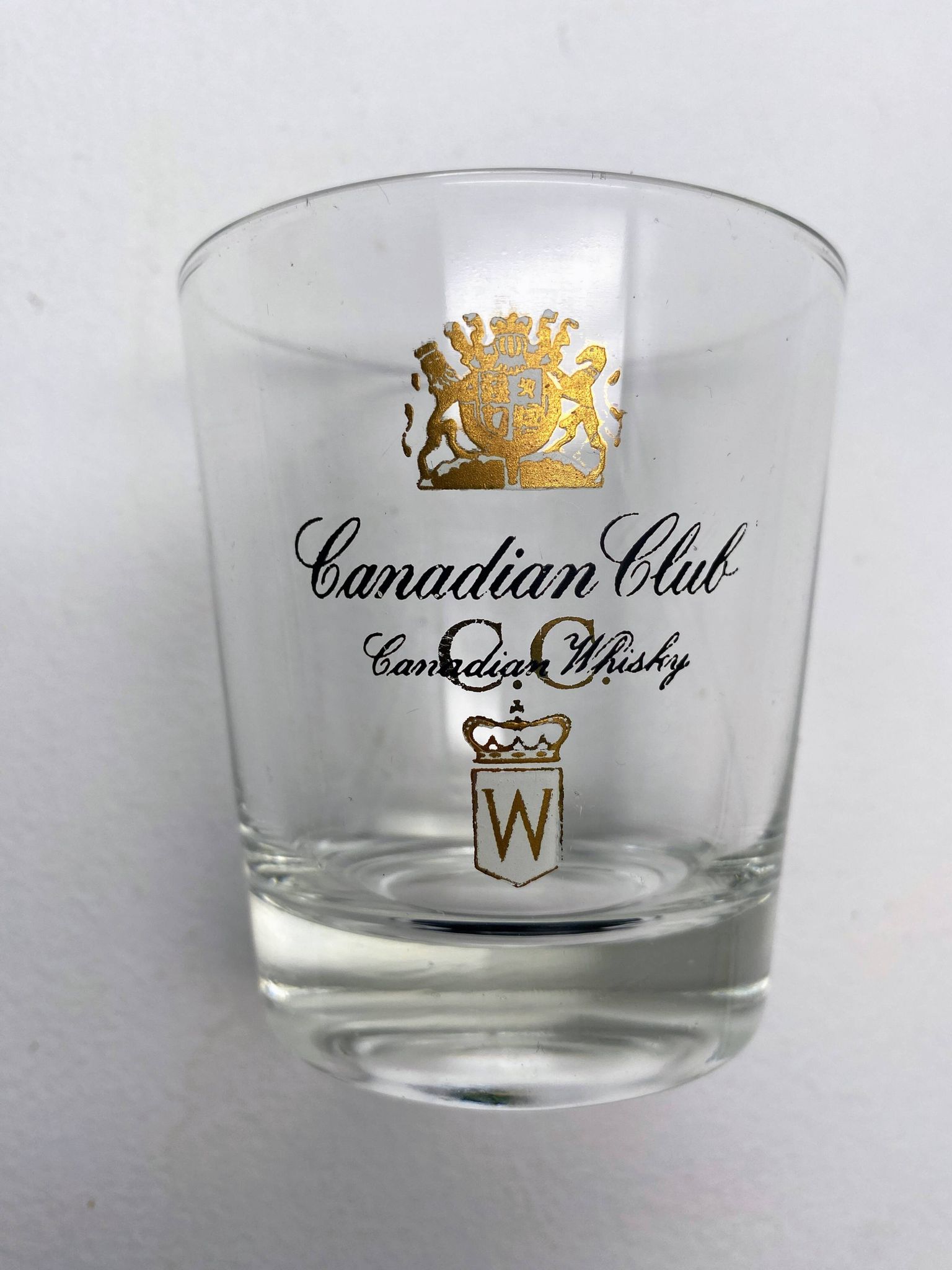 3 Vintage Canadian Club Whiskey Glasses, Long John and Queen Anne