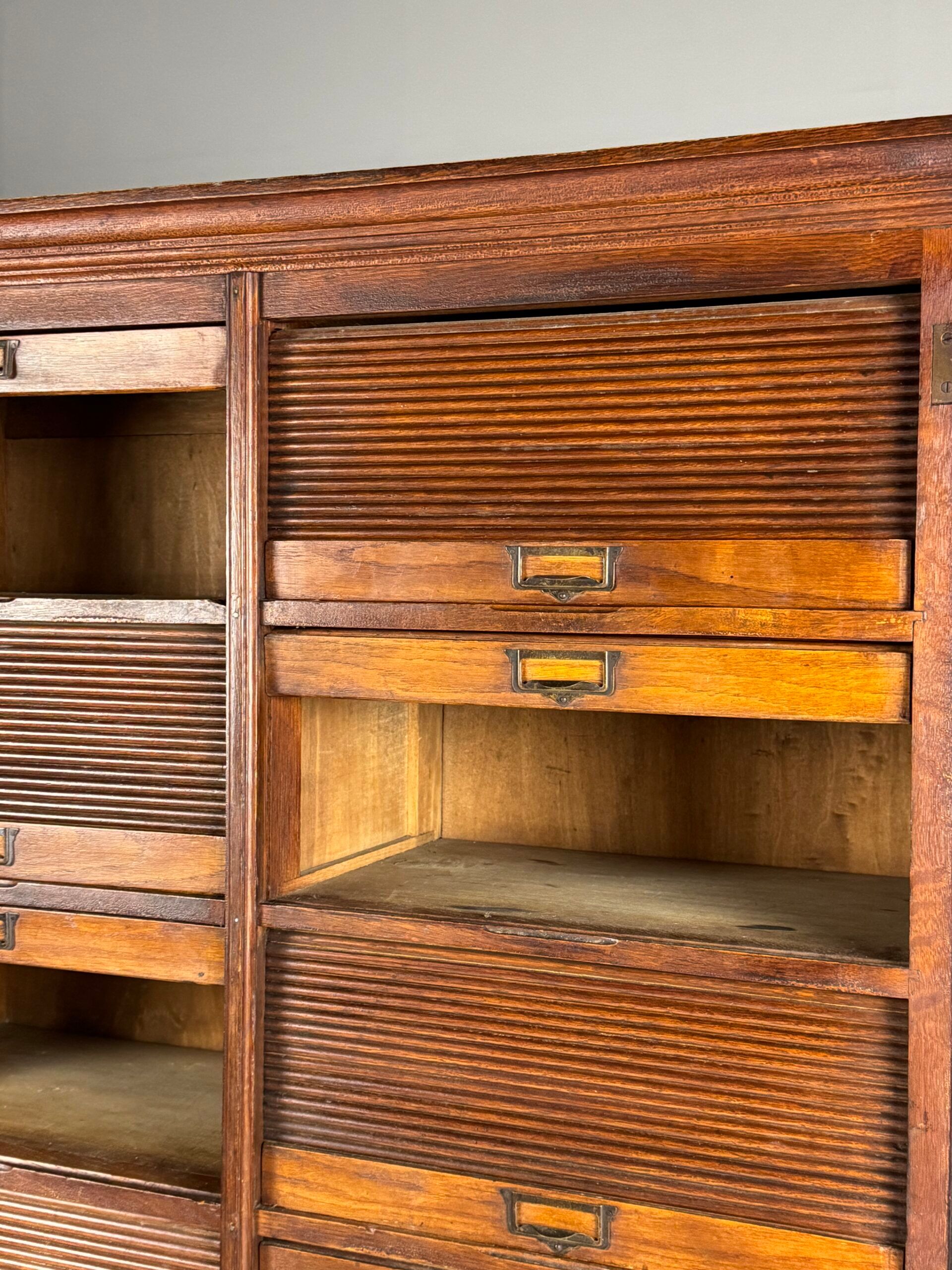 Antique archive cabinet with roller doors