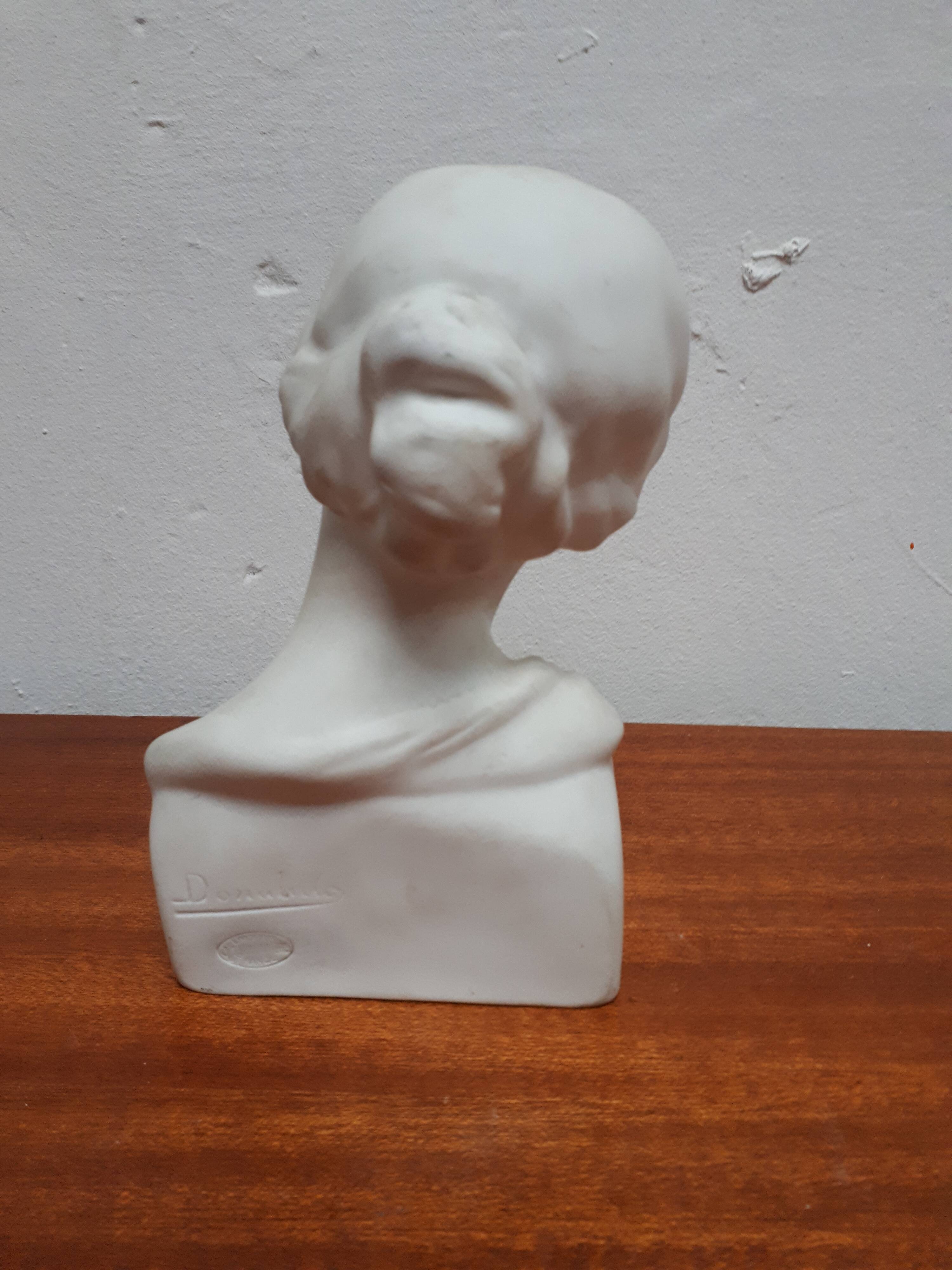 Bust biscuit porcelain Limoges young woman head after Donatello