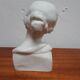 Bust biscuit porcelain Limoges young woman head after Donatello