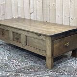 Chestnut coffee table XIXth with 3 drawers and extensions