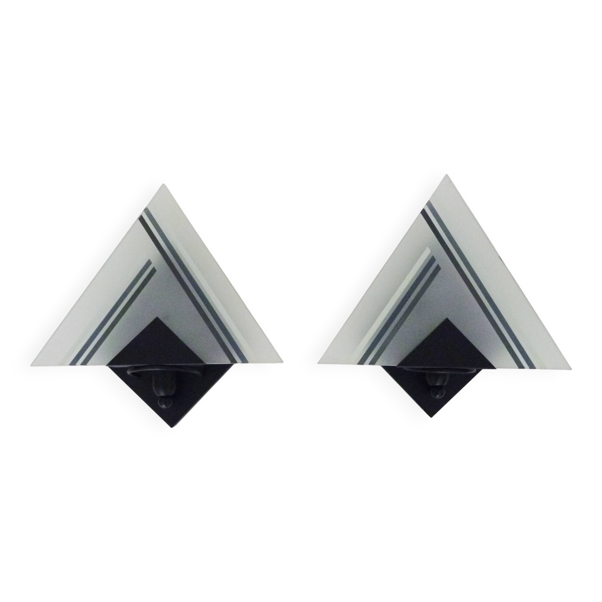 Pair of vintage Italian design metal wall lights from the 80s