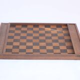 Antique wooden checkers and chess board, 1920s