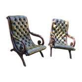 Paire de fauteuils Chesterfield