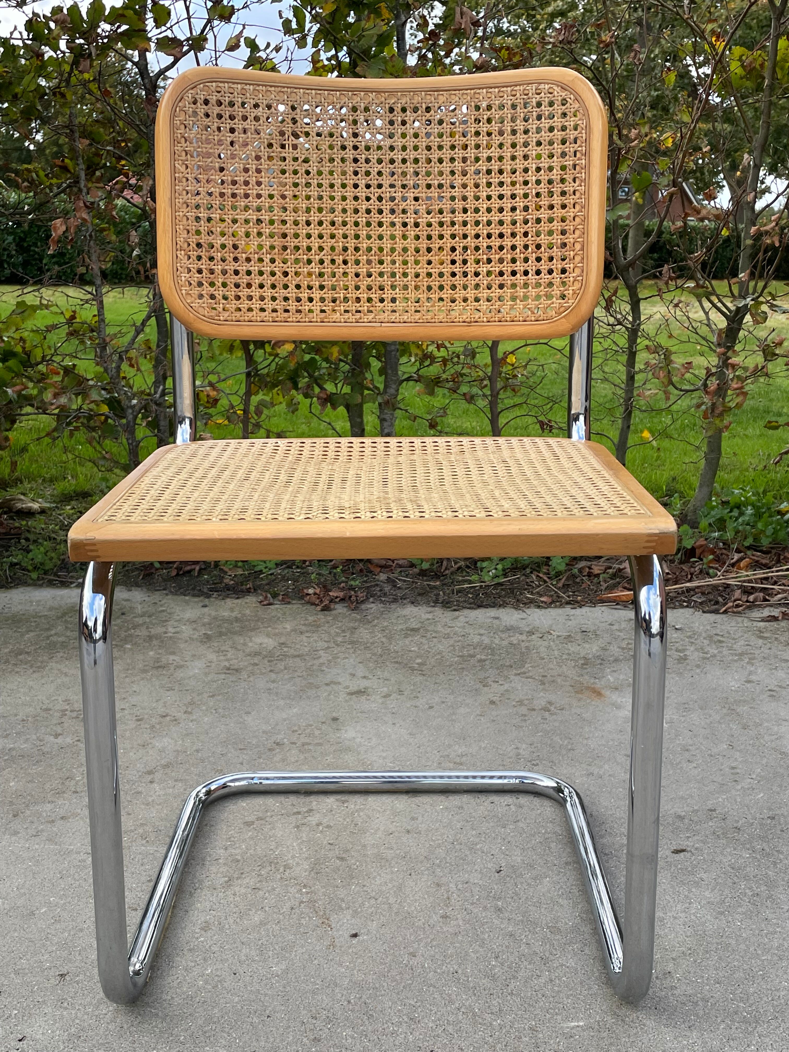 Set of 4 chairs model Cesca B32 designed by Marcel Breuer design