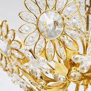 Ernst Palme Grand Chandelier Palm Tree Flower Palwa, Gilded Brass, Crystals, 1970s