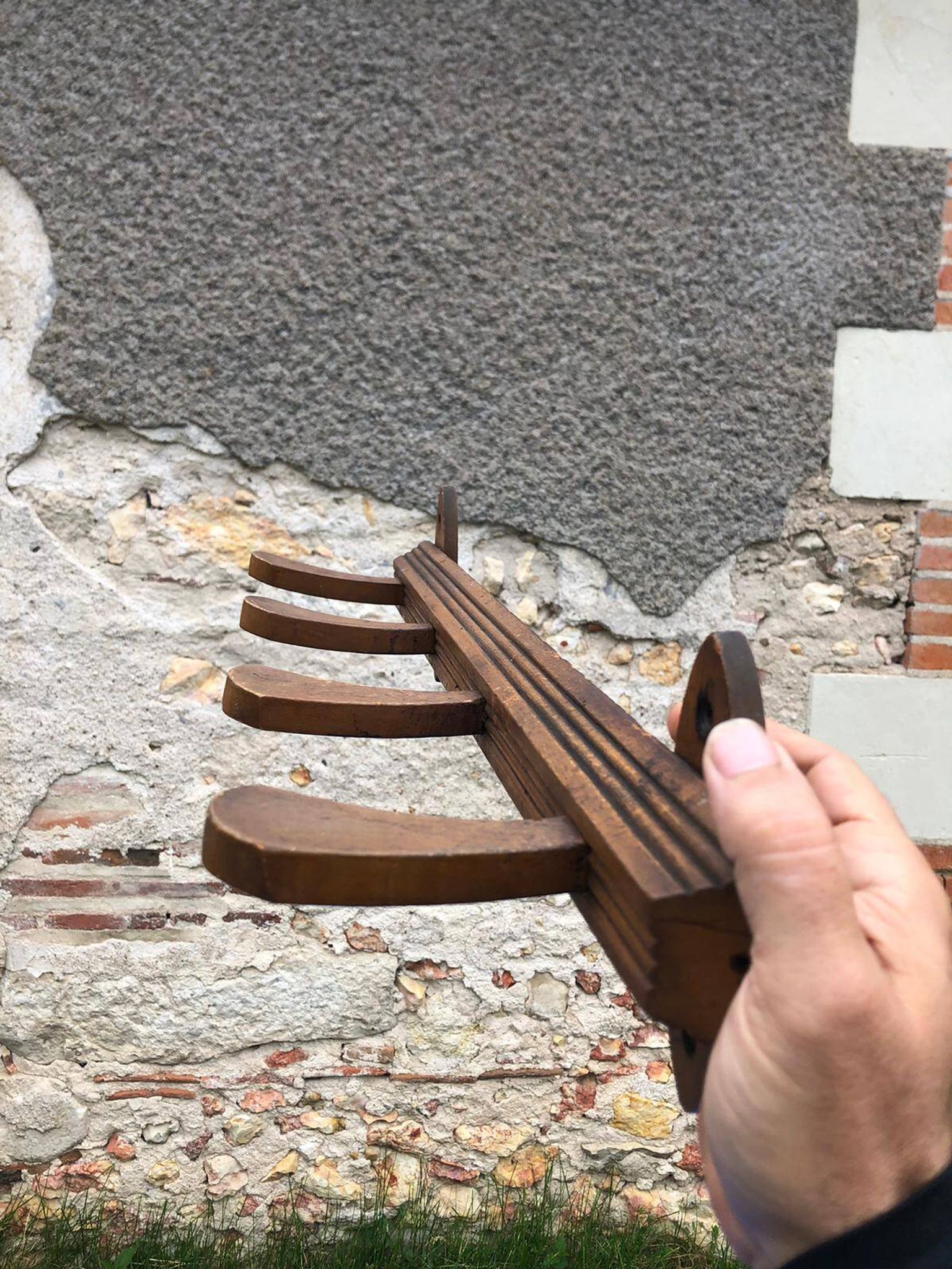 Wooden wall coat rack, vintage wall coat rack, entrance hall