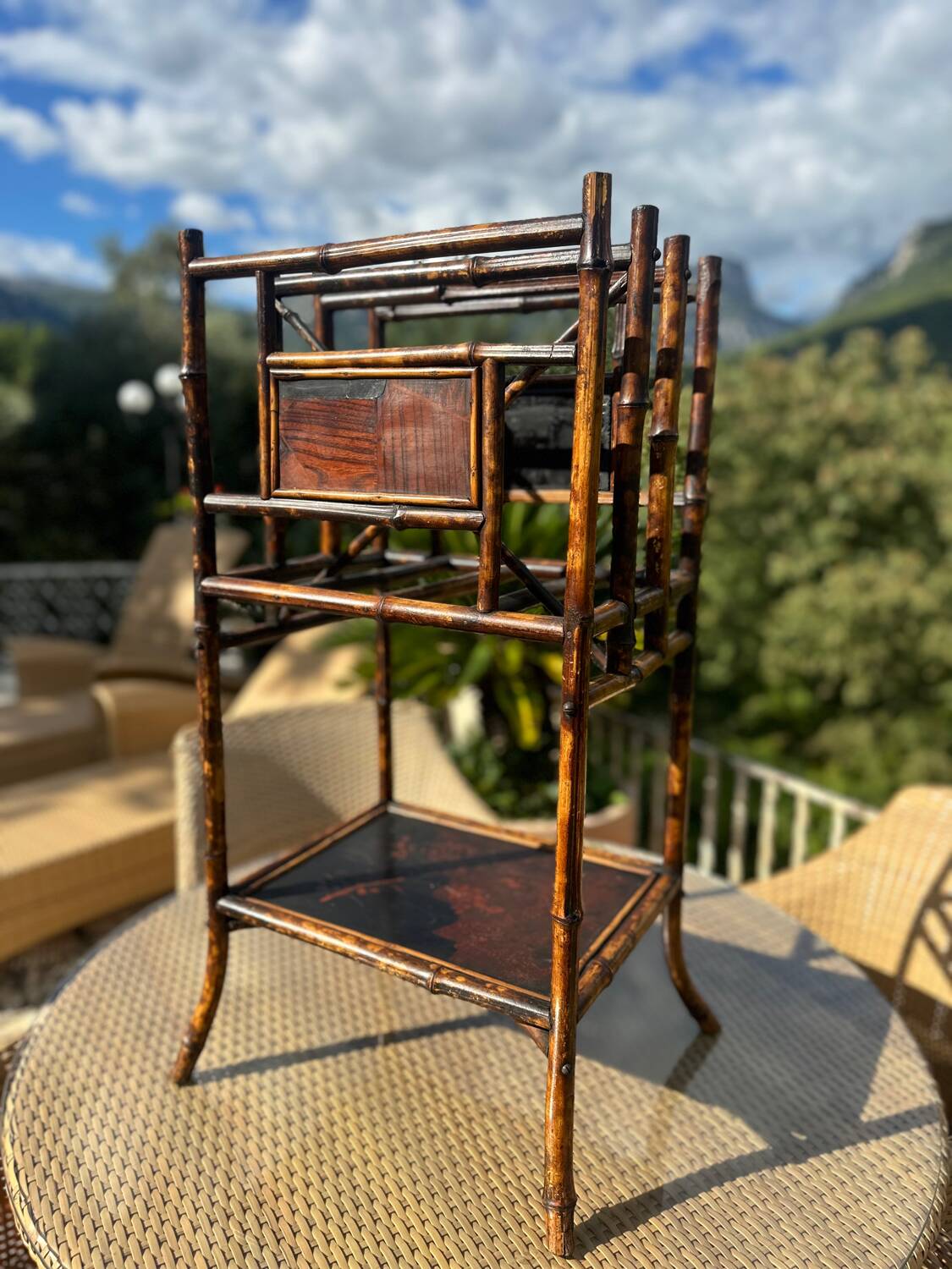 Natural Bamboo Magazine Racks, Stained, 19th Century Period