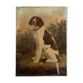 Portrait de chien de campagne huile sur toile 1900