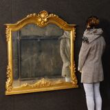 Miroir italien doré en bois et plâtre 119x117cm