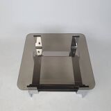 Chrome metal and smoked glass coffee table 70