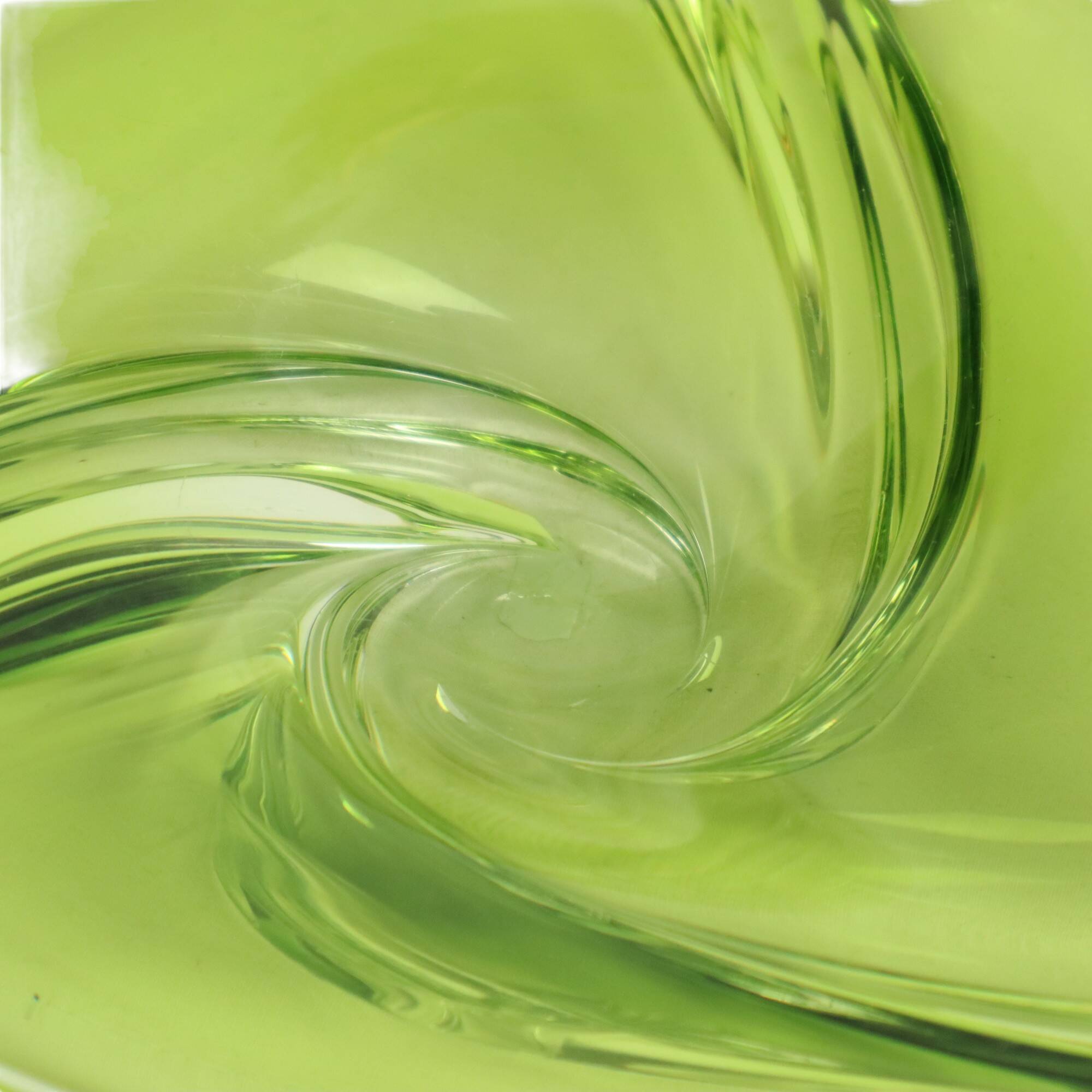 Vintage Green Crystal Bowl Val Saint Lambert 1960s