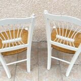 Pair of Vintage WHITE Straw CHAIRS