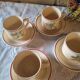 4 tasses et soucoupes terre de fer St Amand Moulin des Loups France, modèle Odette