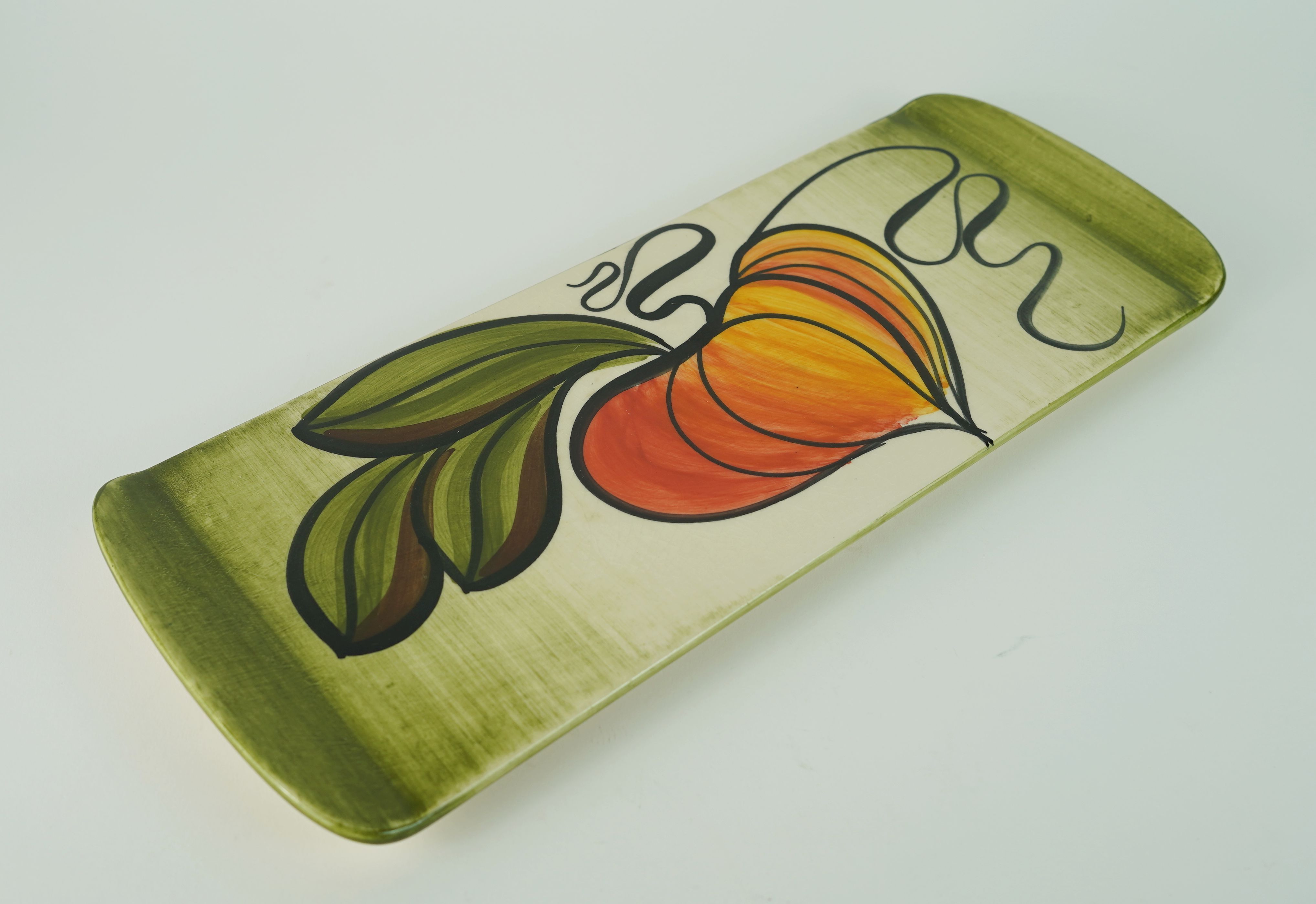 mid century ceramic CAKE PLATTER stutzel sachs aalen autumn decor