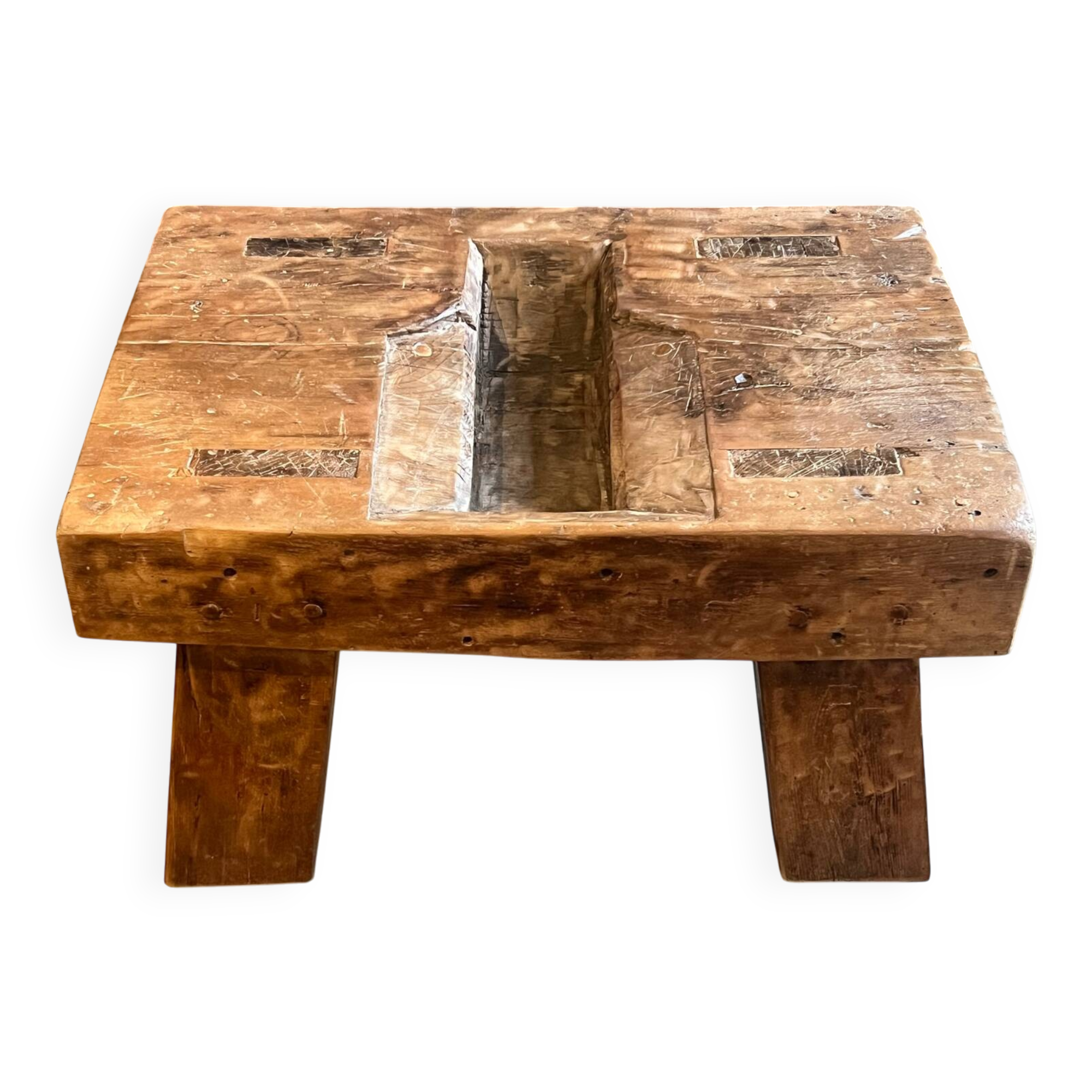 Brutalist coffee table made of solid wood