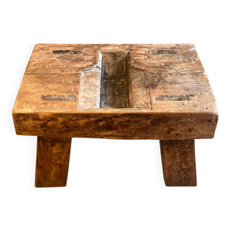 Brutalist coffee table made of solid wood