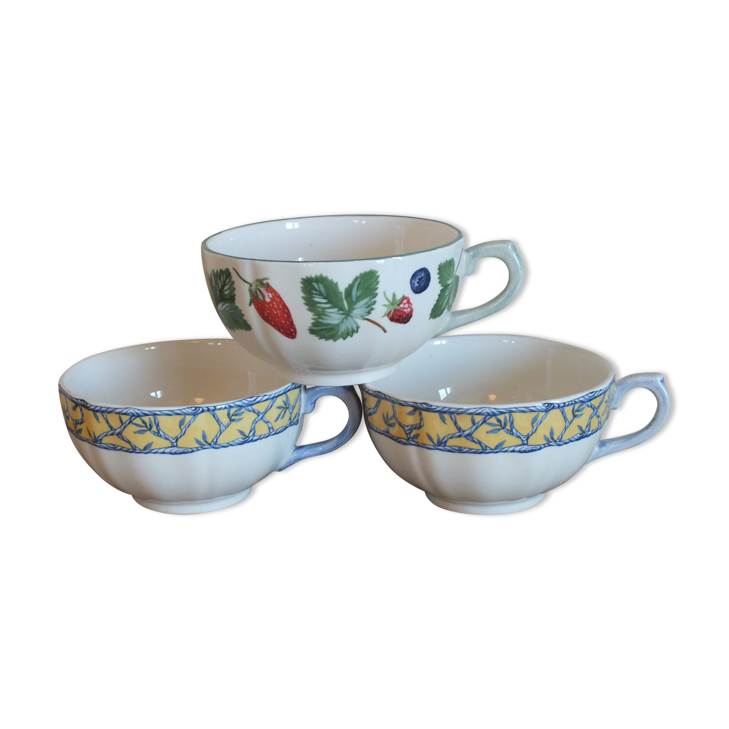 Trio of cups in Gien earthenware