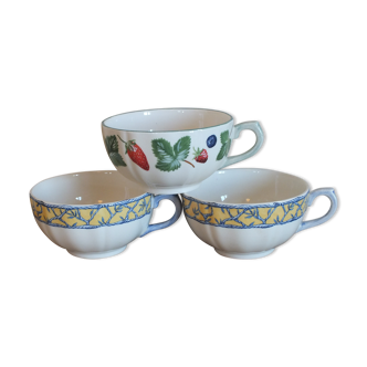 Trio of cups in Gien earthenware