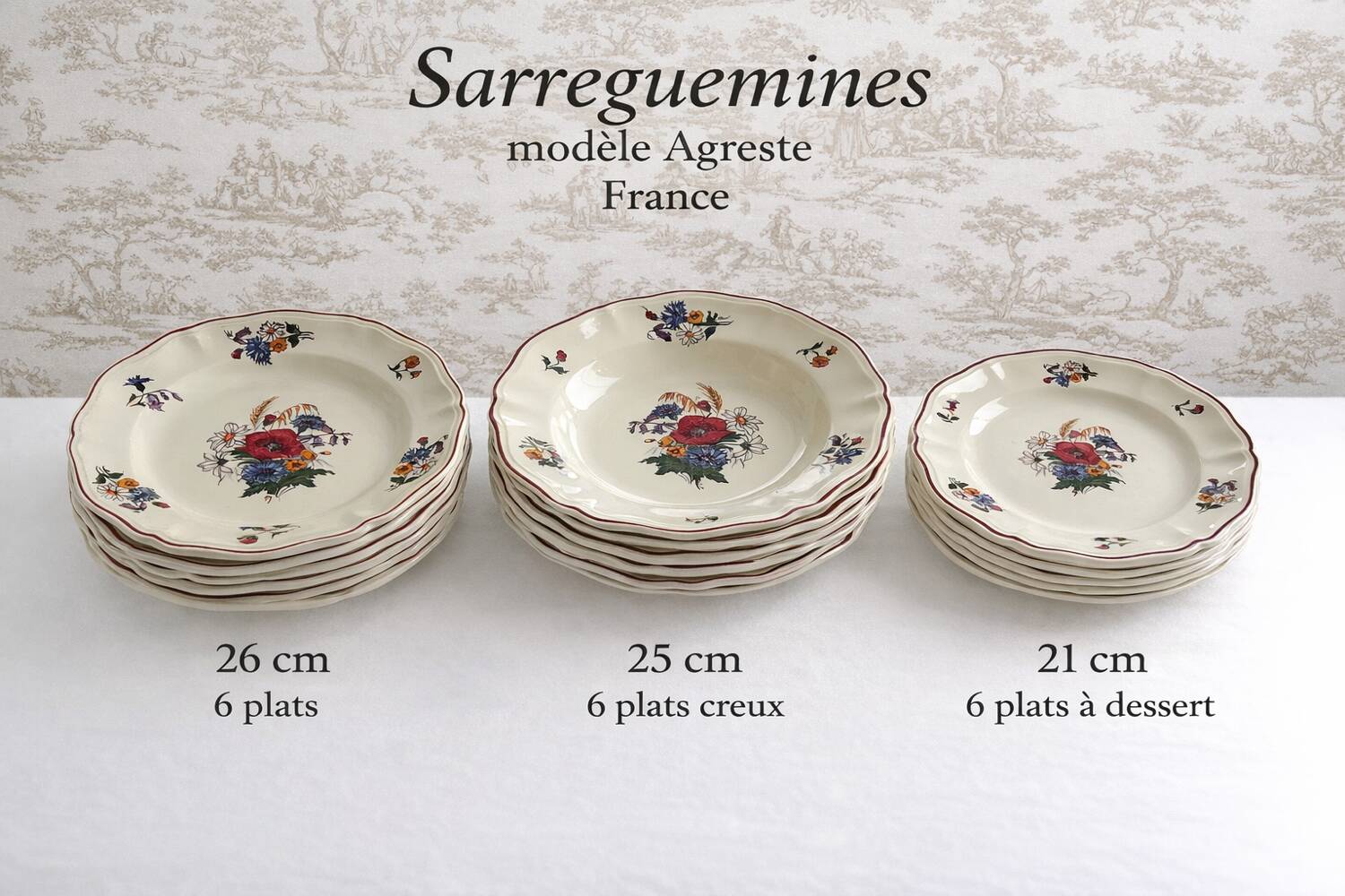 Sarreguemines Agreste model Pair of large serving dishes 33 cm Vi