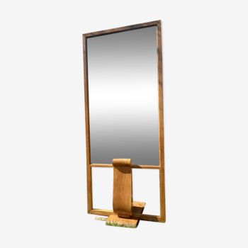 Psyche old mirror beveled on foot art deco era 1925 / 30 in oak.