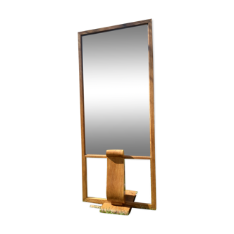 Psyché ancien miroir biseauté sur pied époque art déco 1925 / 30 en chêne.