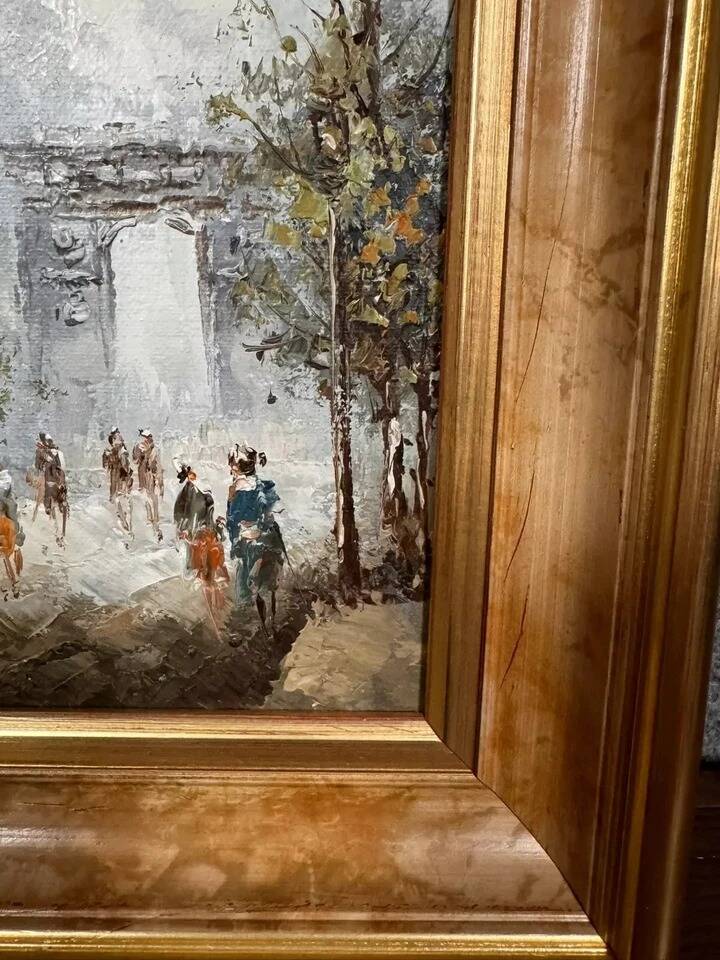 Oil painting on canvas: the Porte Saint Martin Paris 20th century