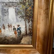 Oil painting on canvas: the Porte Saint Martin Paris 20th century