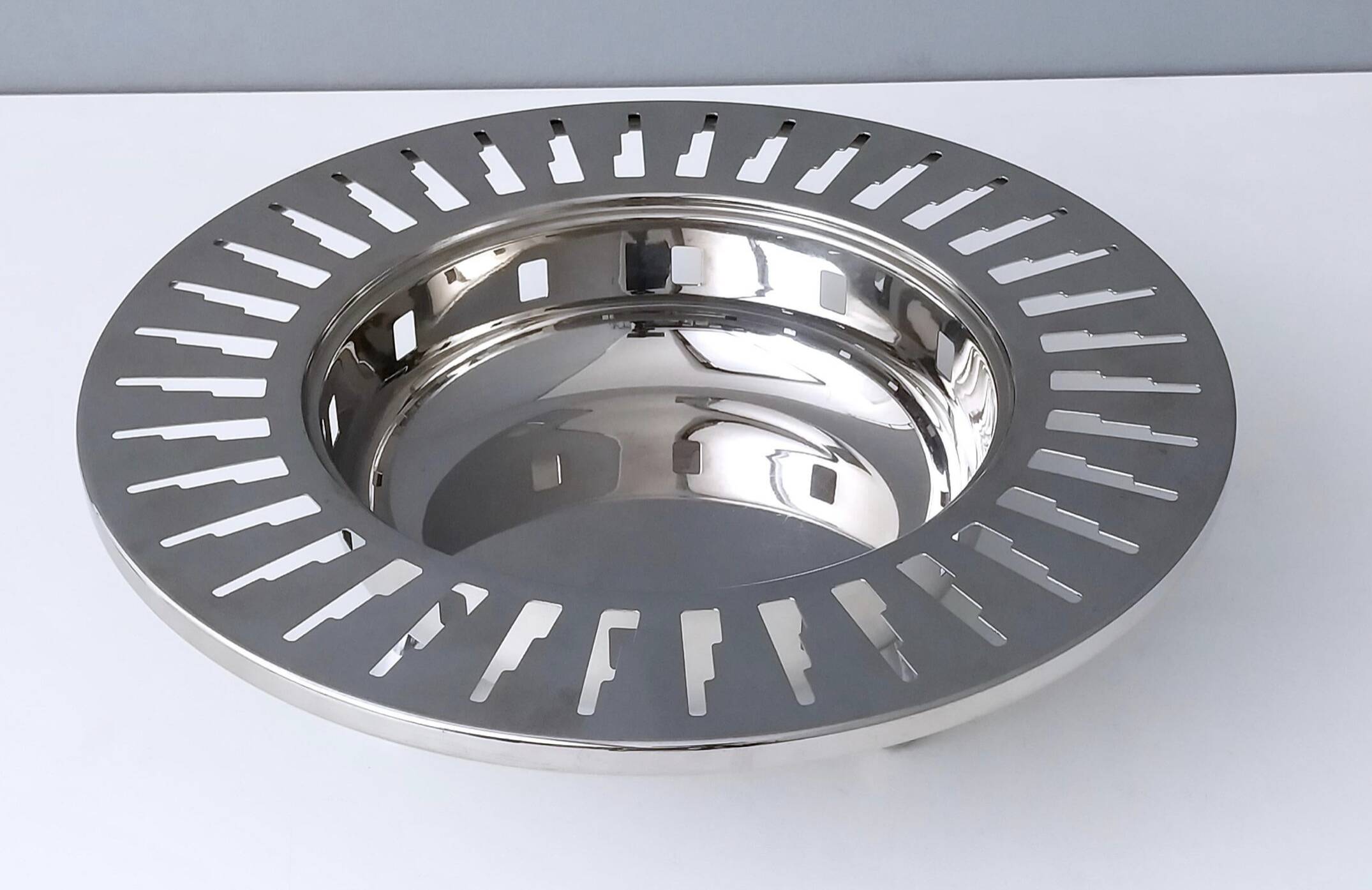 Alessi Stainless Steel Cutout Skyscraper Footed Trinket Bowl or Centerpiece