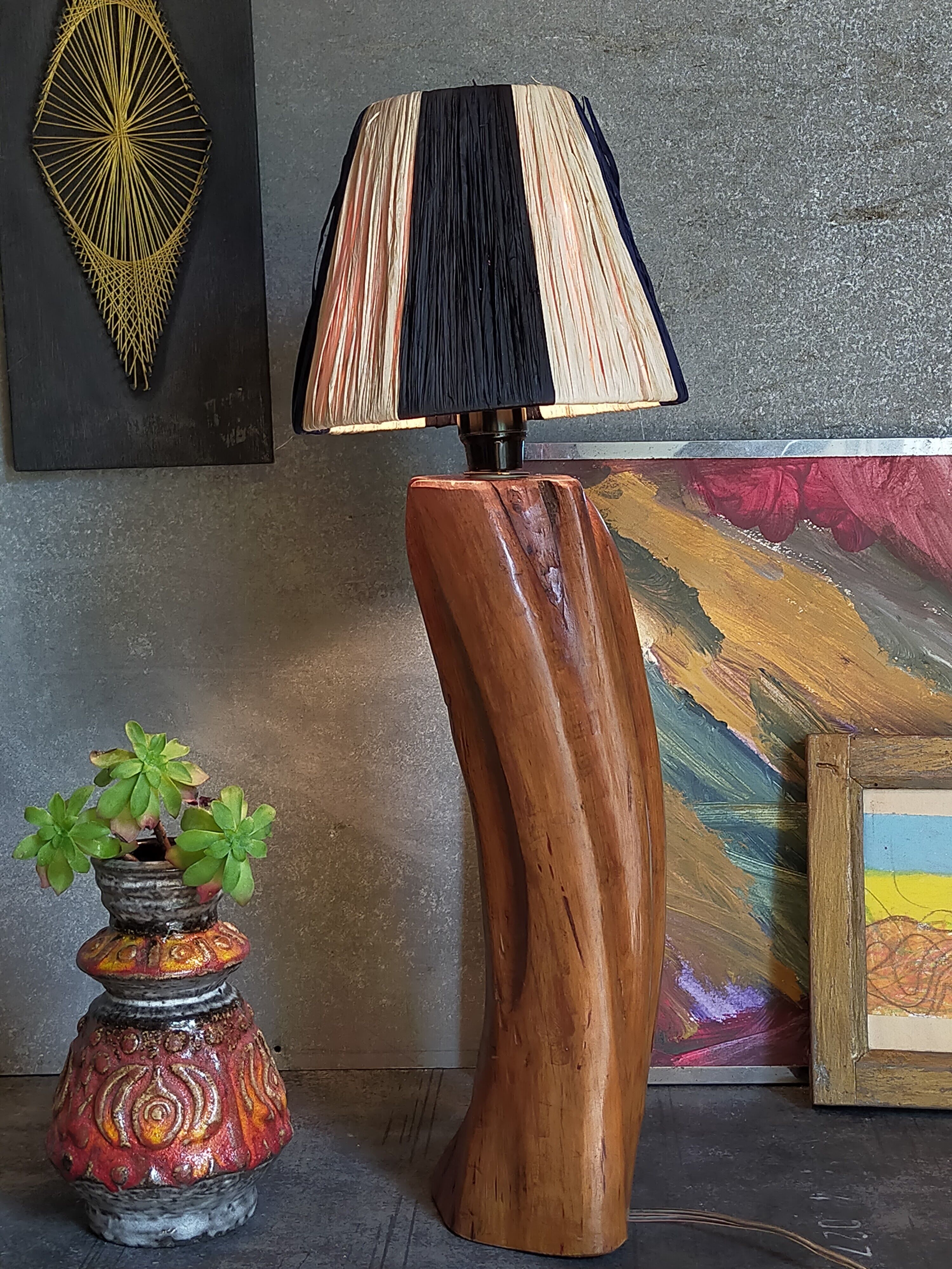 Free-form solid wood pose lamp in 1950s